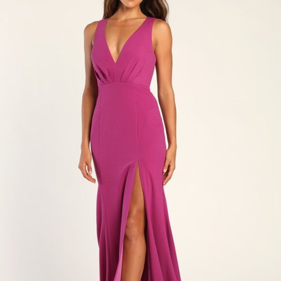 Lulus Dresses & Skirts - Lulus All For The Romance Magenta Backless Mermaid Maxi Dress Pink - Size XS
